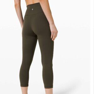 NEW Lululemon Wunder Train High-Rise 21" Leggings Dark Olive Green 6 Everlux Med